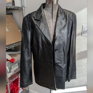 Fairweather Vintage Black Leather Blazer for Women